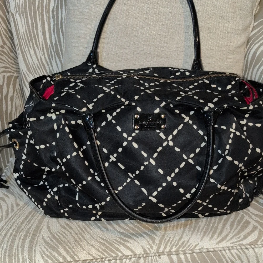 Kate Spade Sew be it Stevie Nylon Black & Cream Diaper Bag